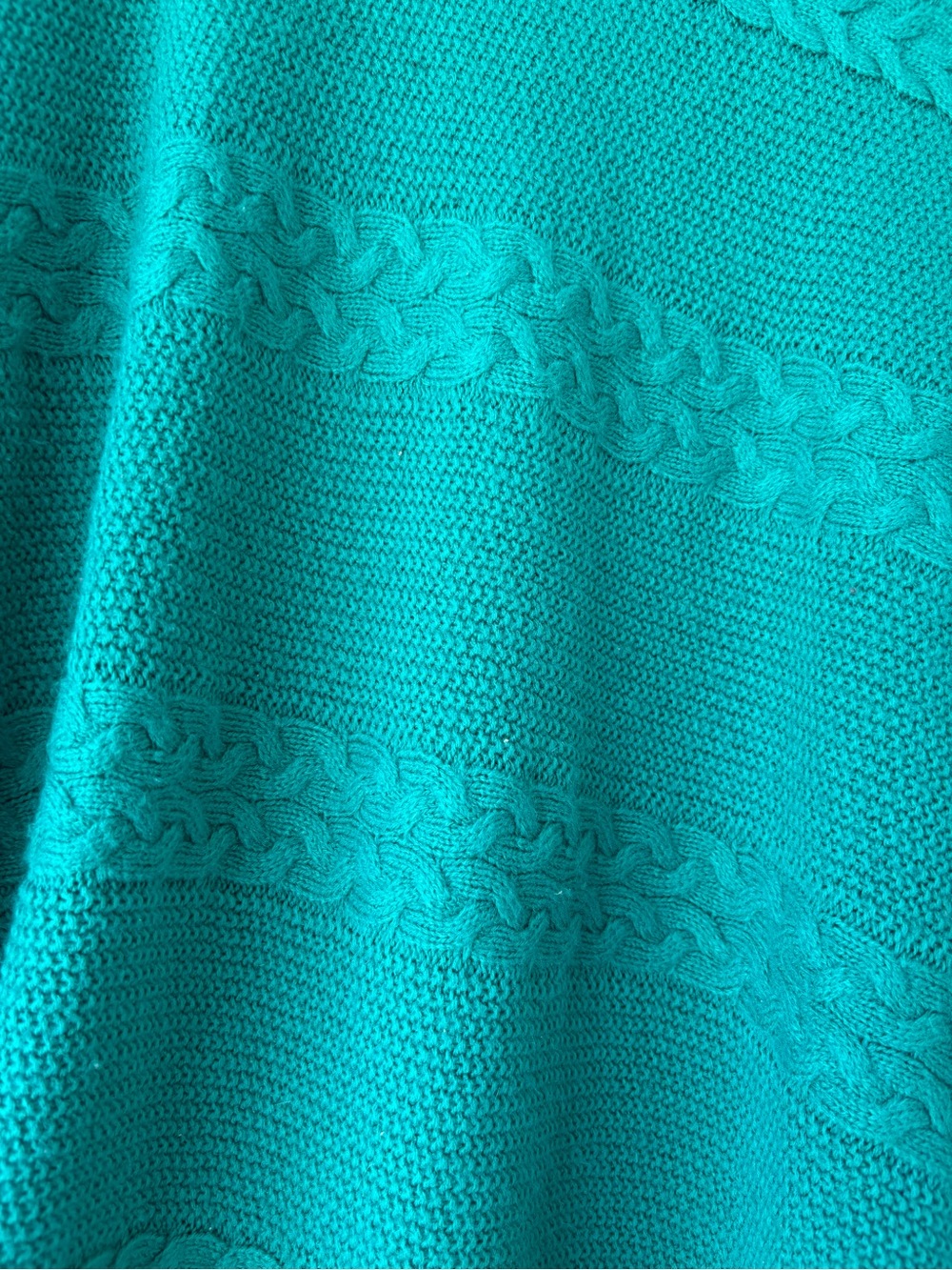 St. John's Bay Teal Cable-Knit Scoop Neck Sweater - Picture 2 of 4
